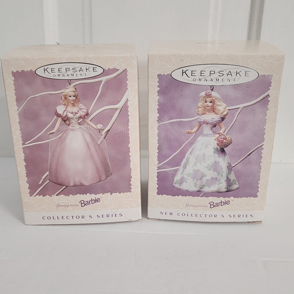 Keepsake Ornament Springtime Barbie Christmas Ornament Lot Of 2  1994 & 1996